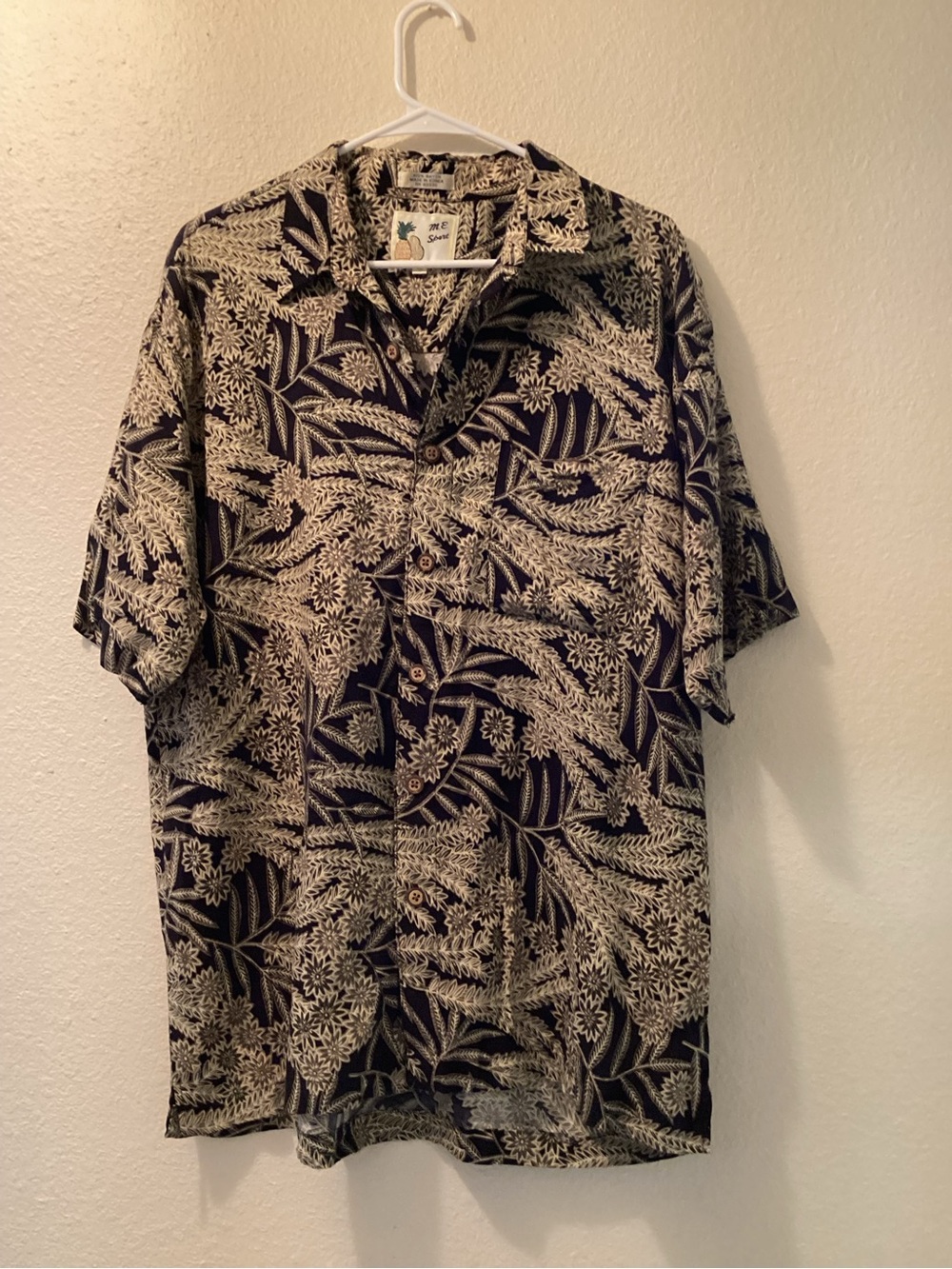 Men’s M.E. Sport Black and Cream Hawaiian Button Down Shirt